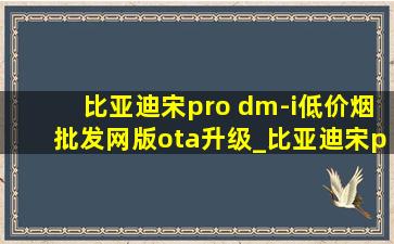 比亚迪宋pro dm-i(低价烟批发网)版ota升级_比亚迪宋pro dm-i(低价烟批发网)版ota